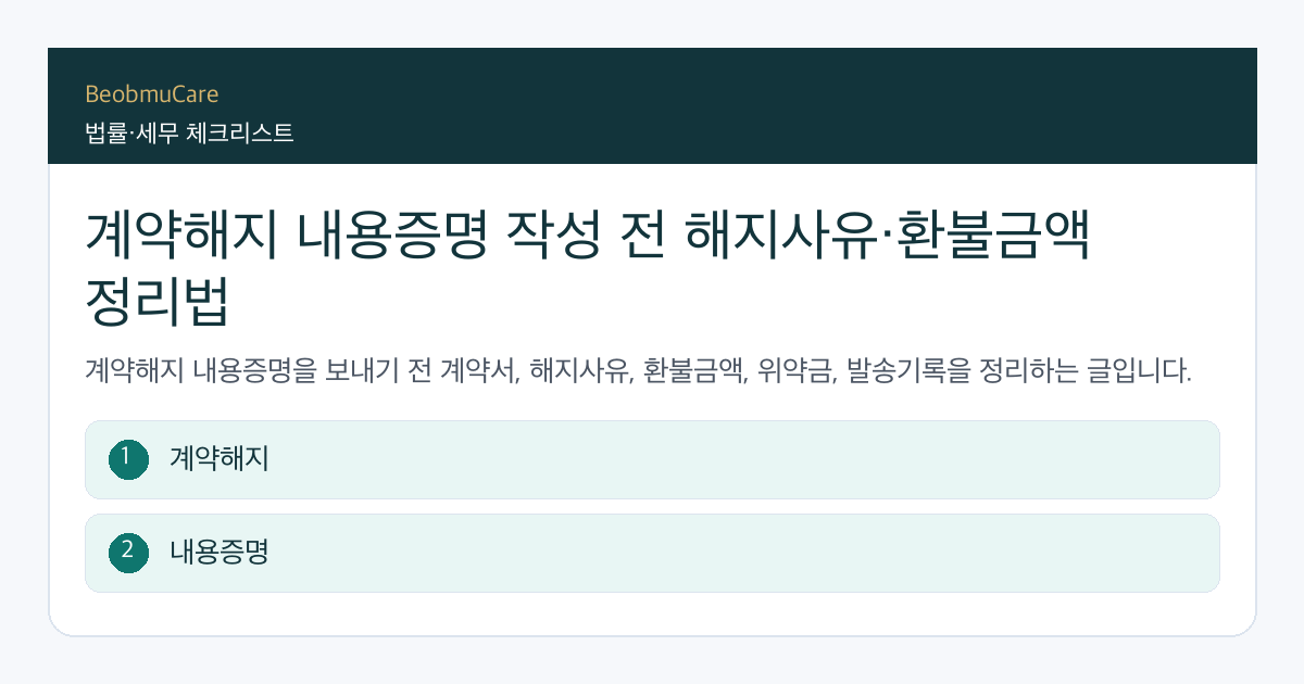 계약해지 내용증명 작성 전 자료와 질문을 정리하는 체크리스트
