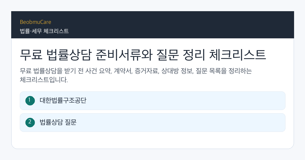 무료 법률상담 준비서류 전 자료와 질문을 정리하는 체크리스트