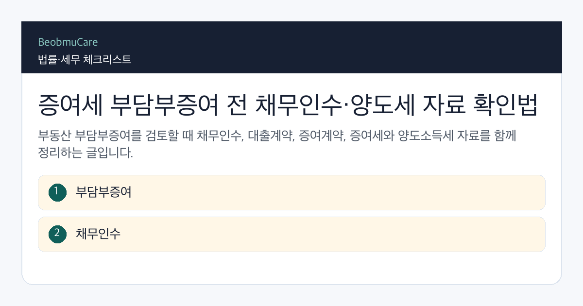 증여세 부담부증여 전 자료와 질문을 정리하는 체크리스트