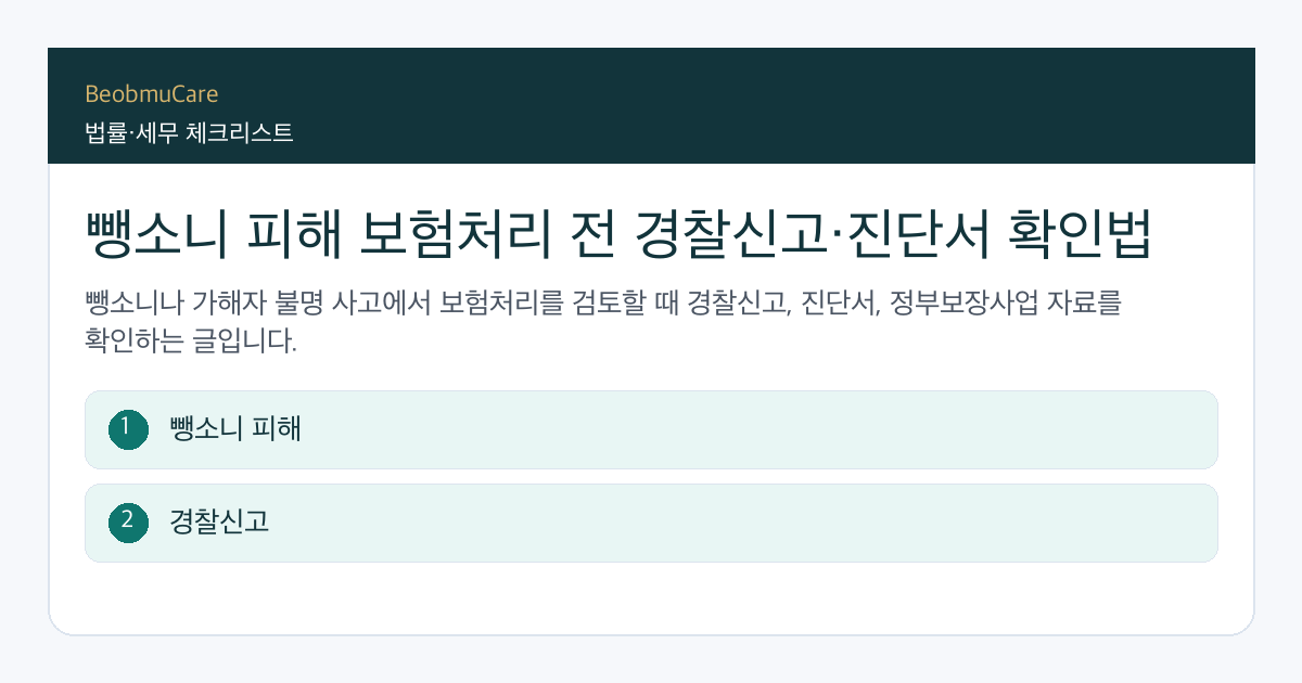 뺑소니 피해 보험처리 전 자료와 질문을 정리하는 체크리스트