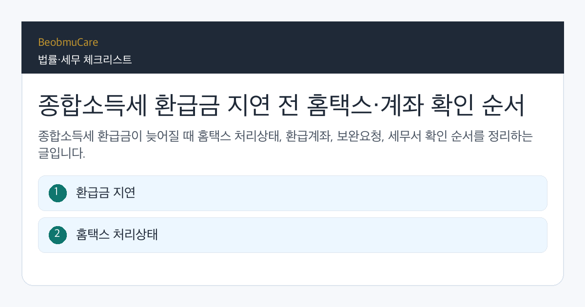 종합소득세 환급금 지연 전 자료와 질문을 정리하는 체크리스트