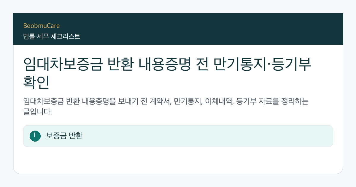 임대차보증금 반환 내용증명 전 자료와 질문을 정리하는 체크리스트