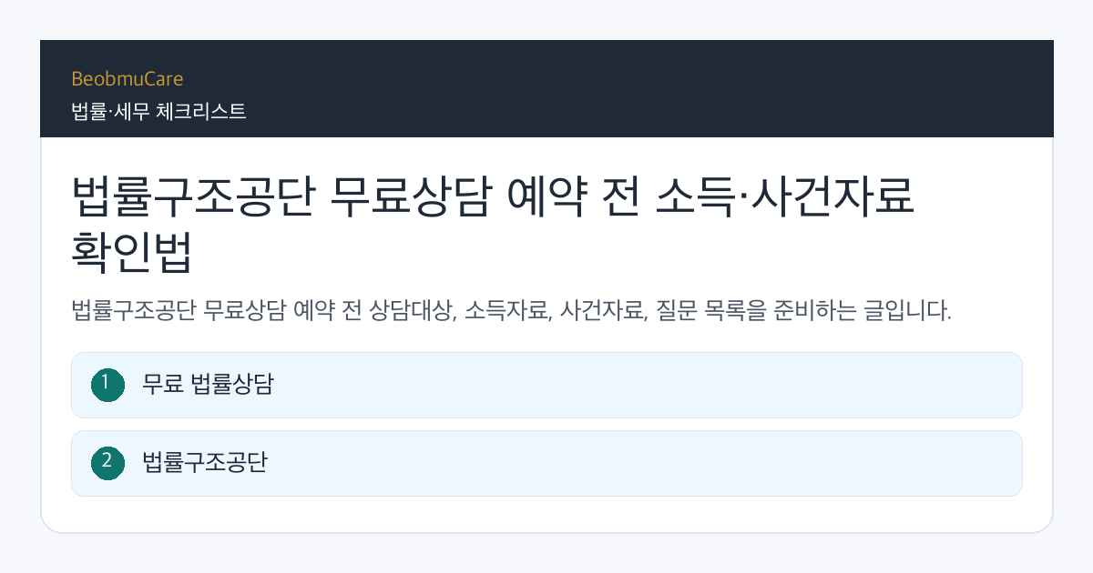 법률구조공단 무료상담 예약 전 자료와 질문을 정리하는 체크리스트