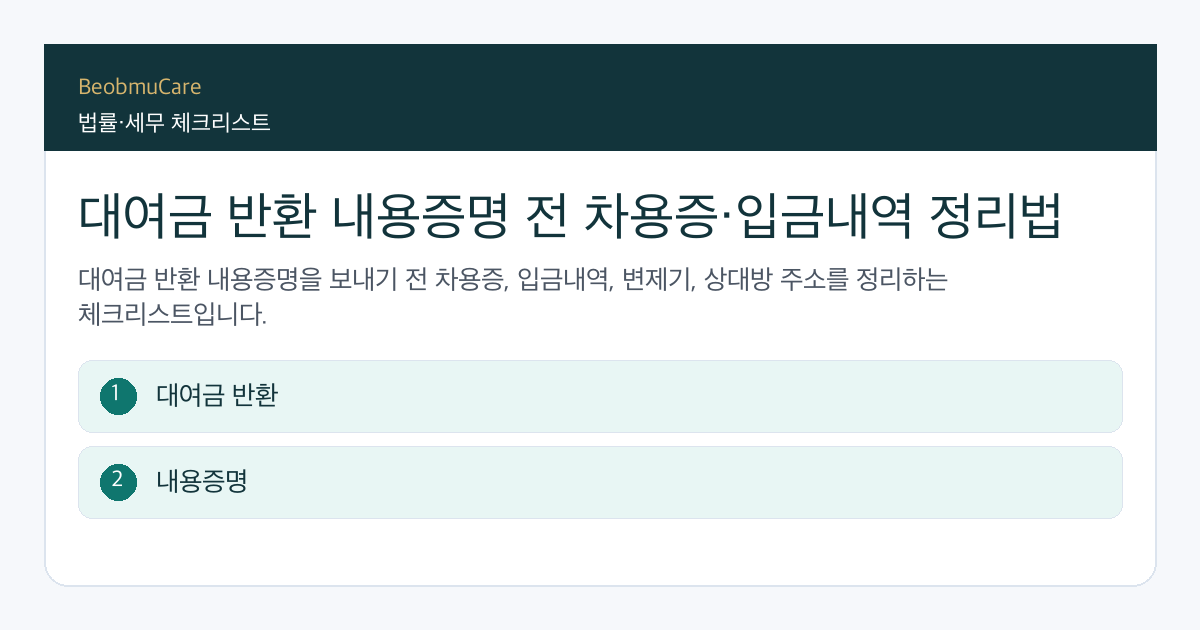 대여금 반환 내용증명 전 자료와 질문을 정리하는 체크리스트