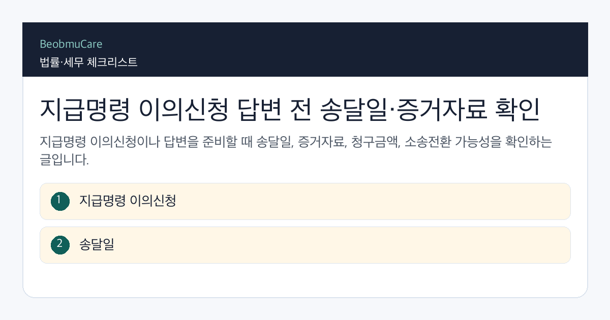 지급명령 이의신청 답변 전 자료와 질문을 정리하는 체크리스트
