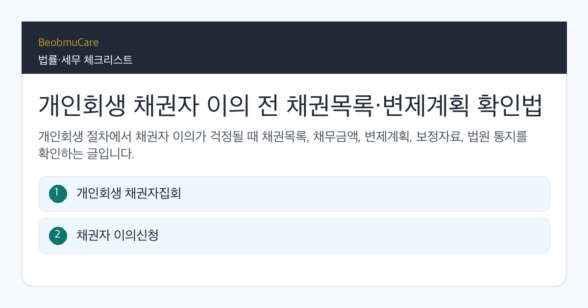 개인회생 채권자 이의 전 자료와 질문을 정리하는 체크리스트