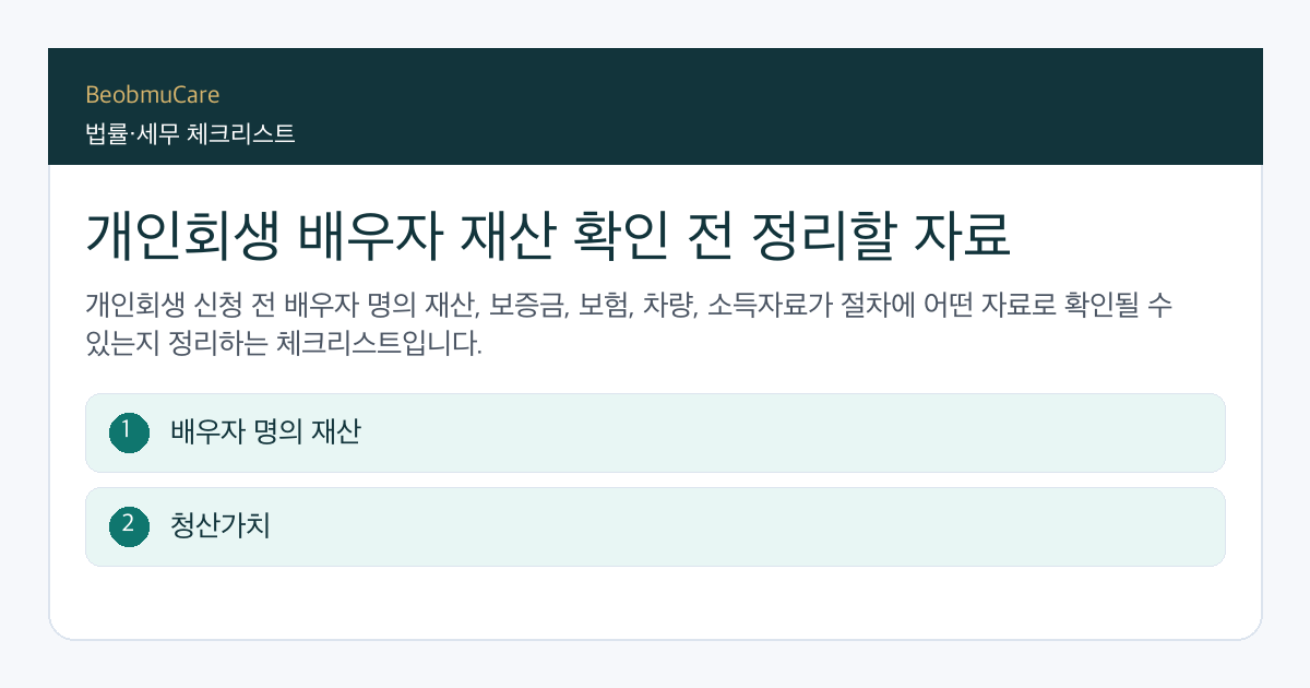 개인회생 배우자 재산 전 자료와 질문을 정리하는 체크리스트