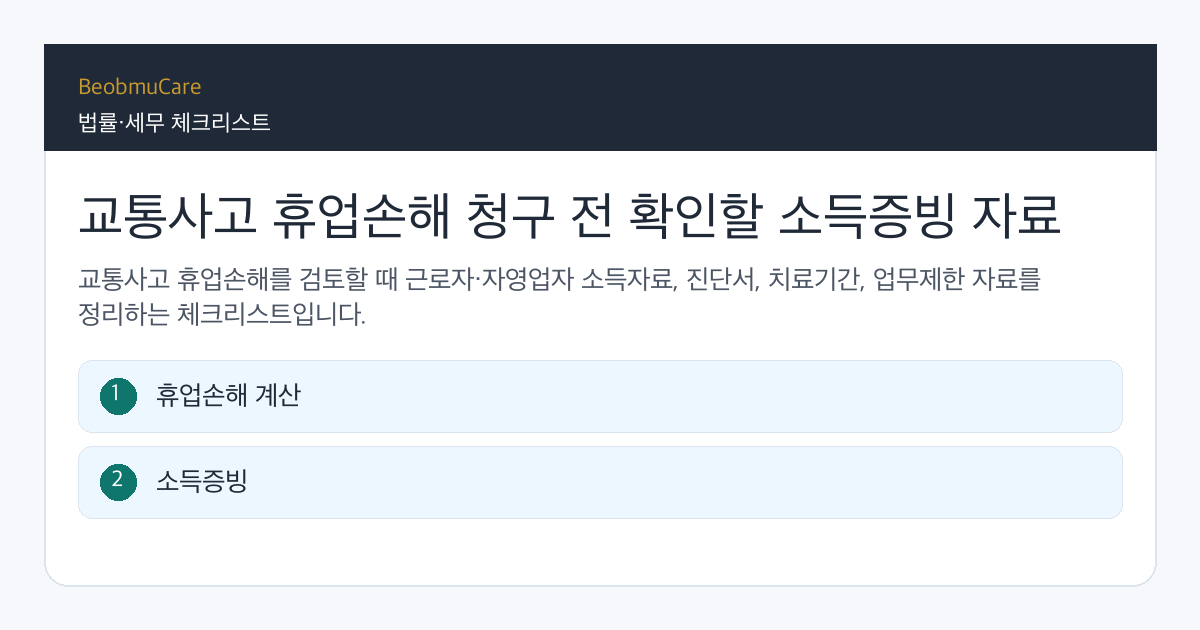 교통사고 휴업손해 전 자료와 질문을 정리하는 체크리스트